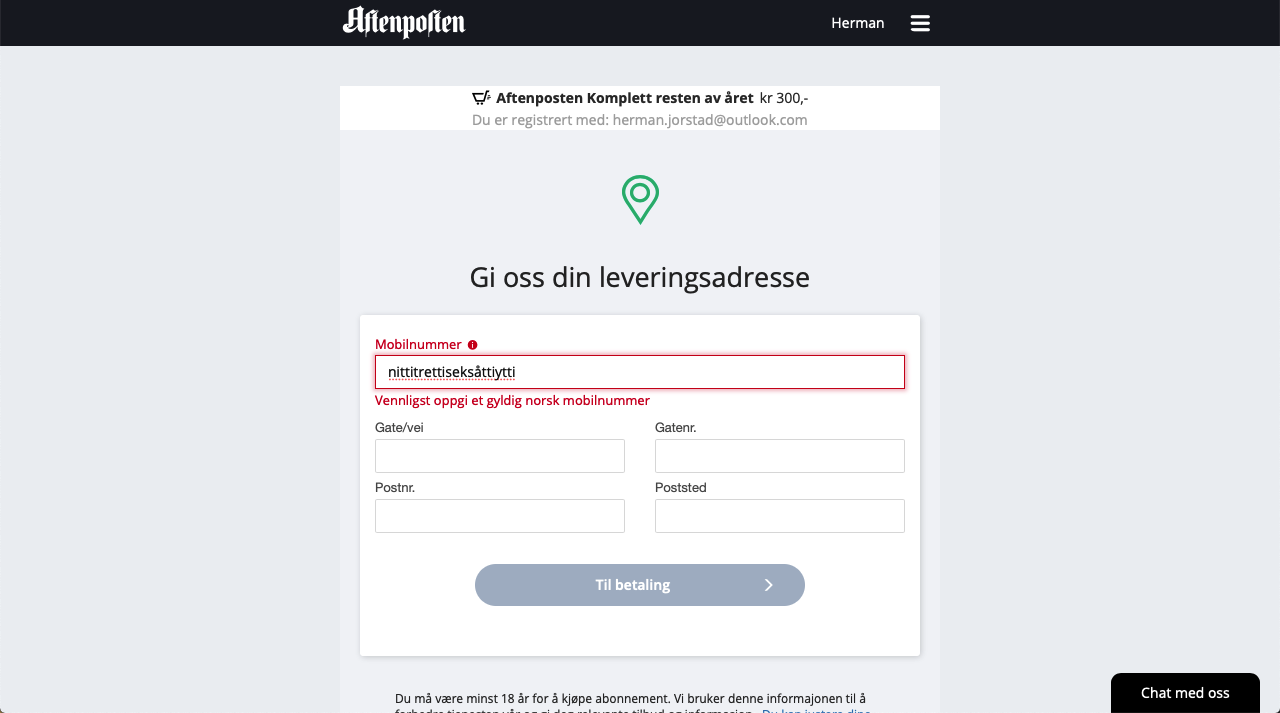 Skjema tilbakemelding